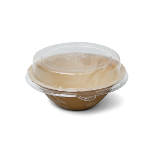 Palm leaf round bowl 15 deep + rPET lid